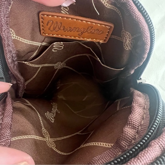 Wrangler Turquoise Cow Print Sling Bag - Picture 8 of 11